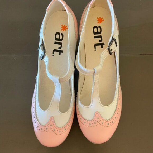 The Art Company Designer Mary Jane Printed Heels Shoes Size 38/8 PINK/WHITE - Picture 6 of 8